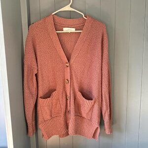 Loft dark mauve cardigan with pockets #cardigan #knitwear